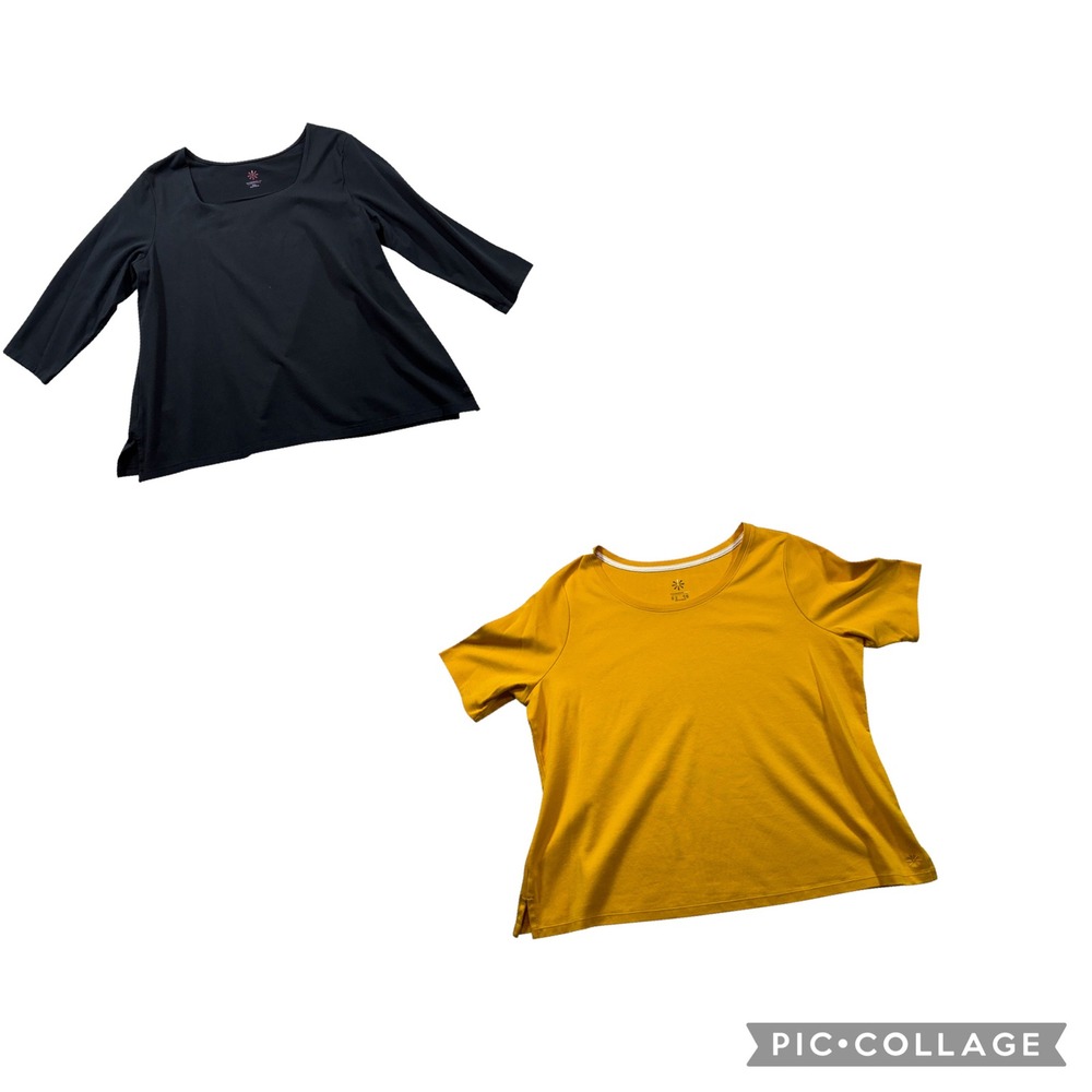 Isaac Mizrahi Live Essentials Womens XL Knit Tops Bundle Black Mustard #K86